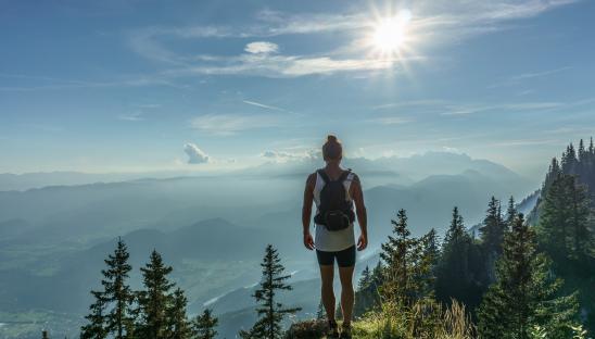 A stock photo of someone on a hiking expedition