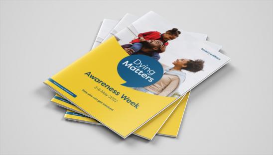 A mockup of our Dying Matters awareness week resource pack