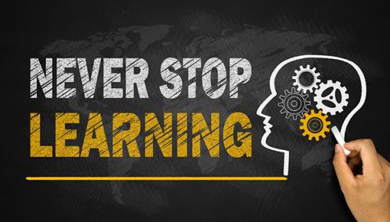Never stop learning graphic